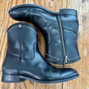 Frye Black Heeled Boots with Silver Studs